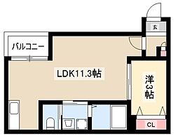 Warren shimokomenoIII 3階1LDKの間取り