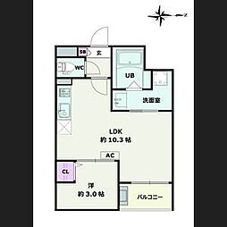 Jack sotoshinI 1LDKの間取図画像