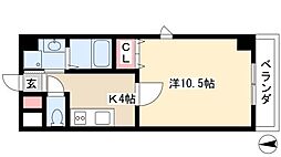 リアライズ沢下町II（willDo金山沢下） 4階1Kの間取り