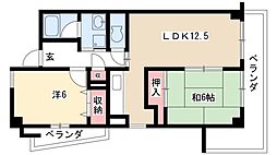 コンフォートピアアツミ 5階2LDKの間取り