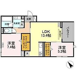 カーサ・セレナ 2LDKの間取図画像