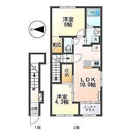 エクセレント 2LDKの間取図画像