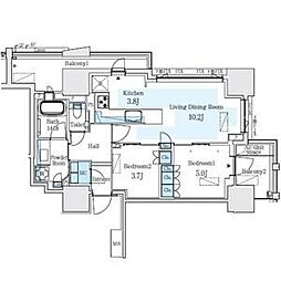 プラウドタワー名駅 2LDKの間取図画像