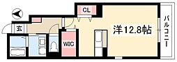 アビィロード ワンルームの間取図画像