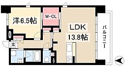 パルティール中村公園 1LDKの間取図画像