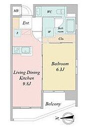 レインボーピア八熊 1LDKの間取図画像