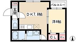 LeCiel大秋町 1DKの間取図画像