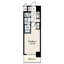 S-RESIDENCE名駅West 1Kの間取図画像