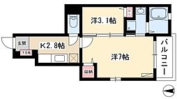パークサイドハイム 2Kの間取図画像
