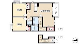 コンフォート西中島 2LDKの間取図画像