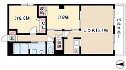 センチュリーパーク善進本町1番館 2LDKの間取図画像