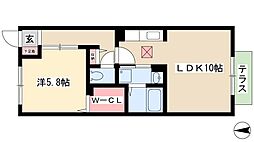 ボヌール里 1LDKの間取図画像