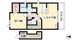 馬車道館 1LDKの間取図画像