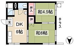 コーポふかみ 2DKの間取図画像