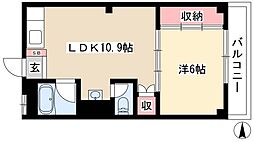Court本陣 1LDKの間取図画像
