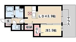 シャトレ中村 1LDKの間取図画像