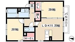 ヴィラ・ローザ 2LDKの間取図画像