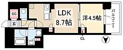 プレサンス名駅南ブリエ 1LDKの間取図画像