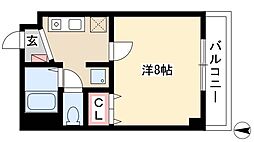コンフォール港楽 1Kの間取図画像