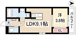 OHKI西日置 1LDKの間取図画像