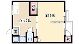 亀島マンション 1DKの間取図画像