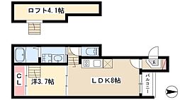 ハーモニーテラス八熊2 1LDKの間取図画像