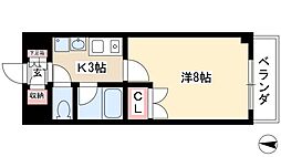 レージュ松原 1Kの間取図画像