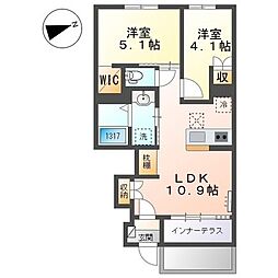 カサブランカIII 2LDKの間取図画像