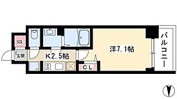 プレサンスNAGOYAファスト 1Kの間取図画像