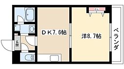 スカイフラット名古屋 1DKの間取図画像