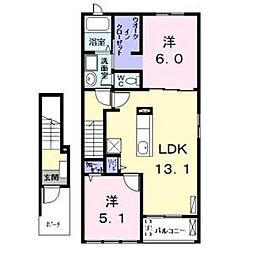 サンヒルズ小本 2LDKの間取図画像