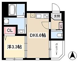 ハーモニーテラス北畑2 1DKの間取図画像
