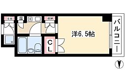 カルム亀島 1Kの間取図画像