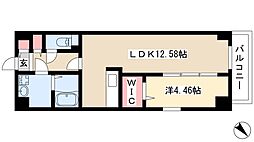 グランデューク松原クオーレ 1LDKの間取図画像