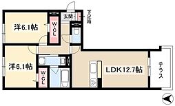 サンハイム二瀬 2LDKの間取図画像