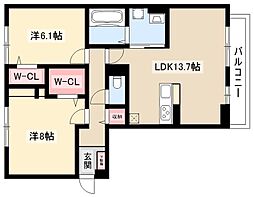 ファミール2 2LDKの間取図画像
