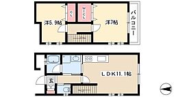 KAZカーサ戸田B 2LDKの間取図画像