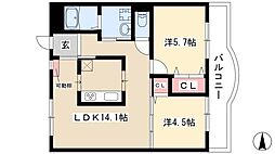 鳥山ハイツ 2LDKの間取図画像