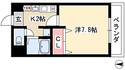 ルミエール本陣 1Kの間取図画像