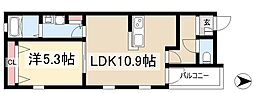 ディベルド荒中 1LDKの間取図画像