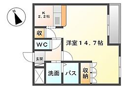 ブルームパークH.Y.K 1Kの間取図画像