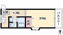 シャルム愛 1Kの間取図画像