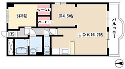 鬼頭ハイツ 2LDKの間取図画像