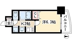 プレサンス大須観音駅前サクシード 1Kの間取図画像