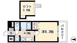 プレサンス大須観音駅前サクシード 1Kの間取図画像