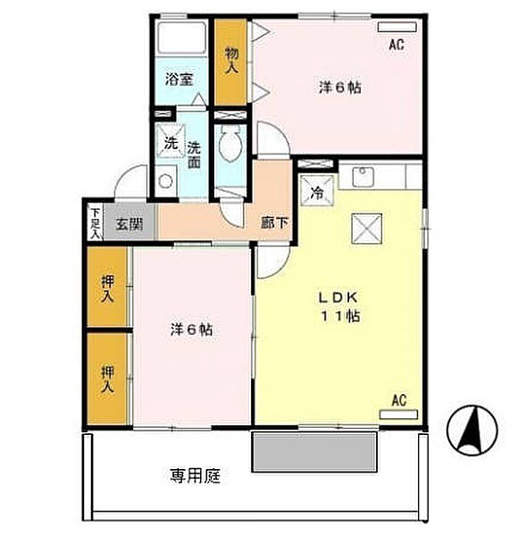 コーポはおりやB棟 B101｜滋賀県大津市和邇今宿(賃貸アパート2LDK・1階・54.19㎡)の写真 その2