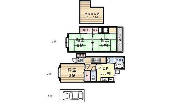 北花山河原町貸家 ｜京都府京都市山科区北花山河原町(賃貸一戸建3DK・1階・72.32㎡)の写真 その2