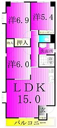 ルネスシーナ 1階3LDKの間取り