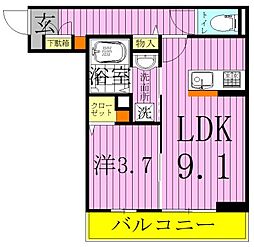 ラインハット 3階1LDKの間取り
