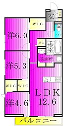 ローテ ベルク 3LDKの間取図画像